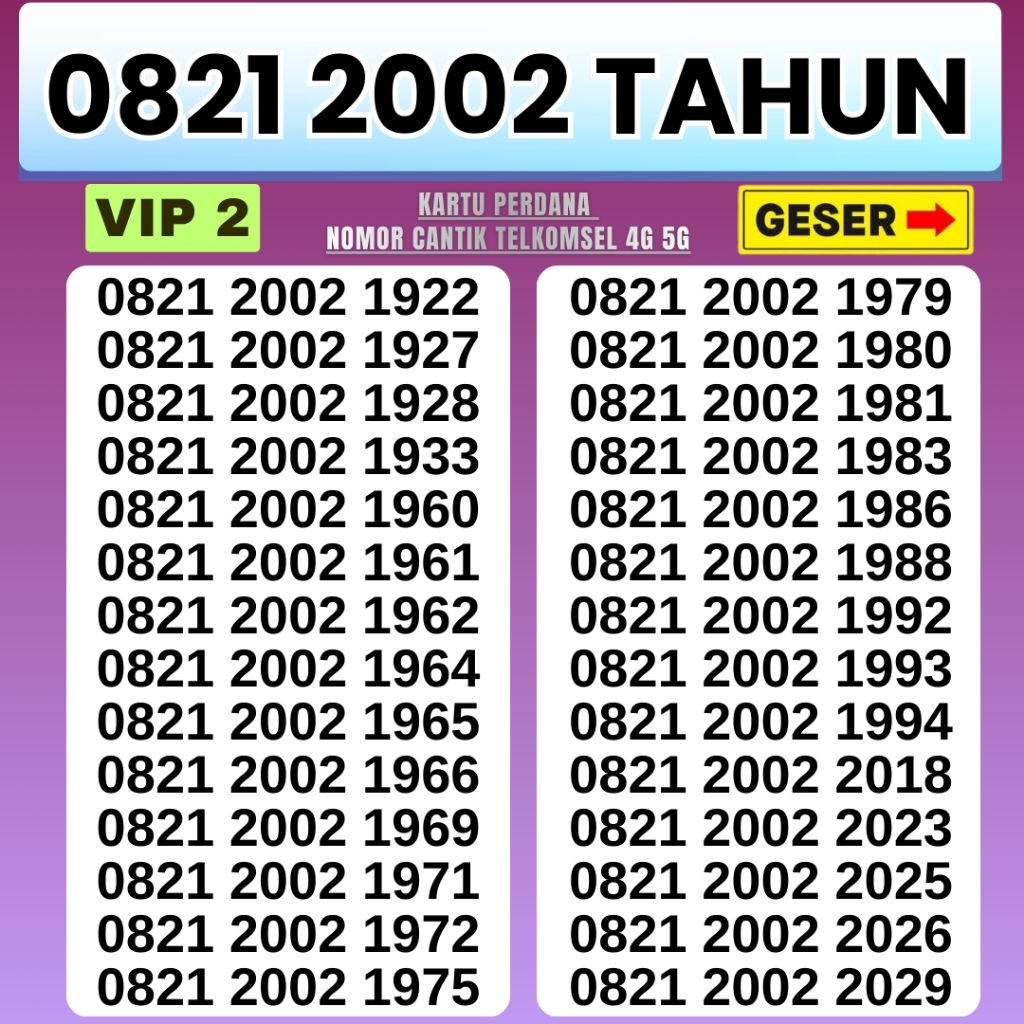Kartu Perdana Nomor Cantik Telkomsel Panca Super 2002 Tahun Kartu Perdana Telkomsel Tsel Red Telkoms