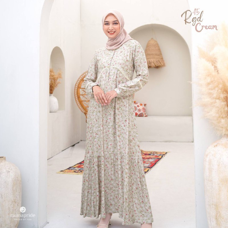 Terbaru Gamis Dress Rauna RGD 45 Gamis Rauna Dewasa 45 Rayon Premium Gamis Daily Jumbo