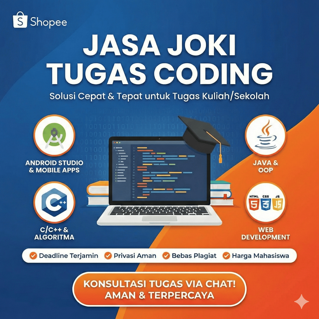 Jasa Joki Tugas Coding Pemrograman Kuliah & Sekolah - Android Studio, Mobile Apps, Web Development, 
