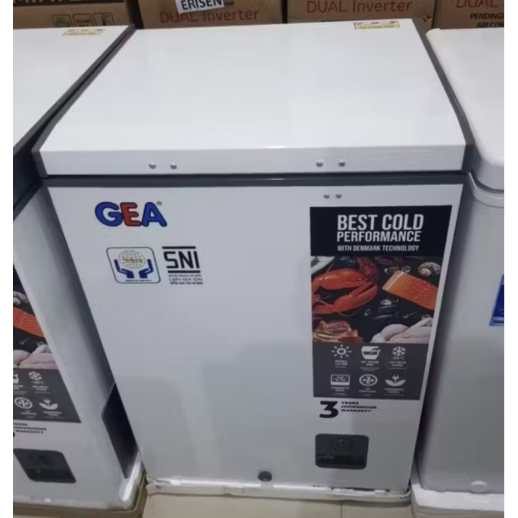 Gea lemari es 100 liter ab-108-r chest freezer jambi box frizer daging ikan cold kulkas wide voltage