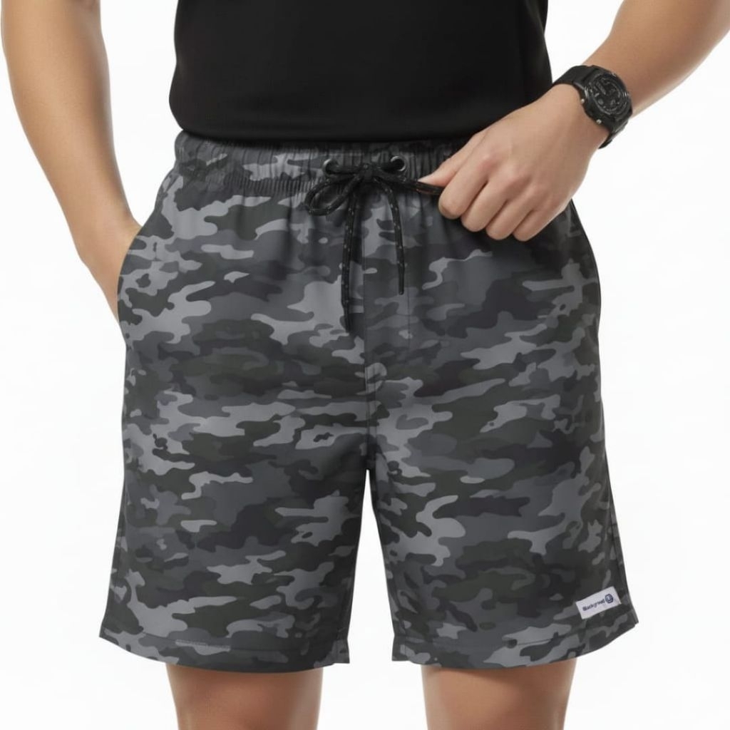 Blackgroud - Celana Boardshort Pria Loreng Army