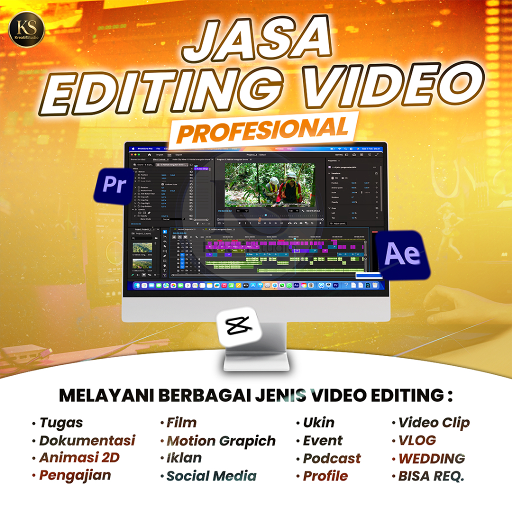 Jasa Edit Video Profesional, Tugas, Animasi 2D, Dokumentasi, Tugas, Podcast, DLL FREE REVISI
