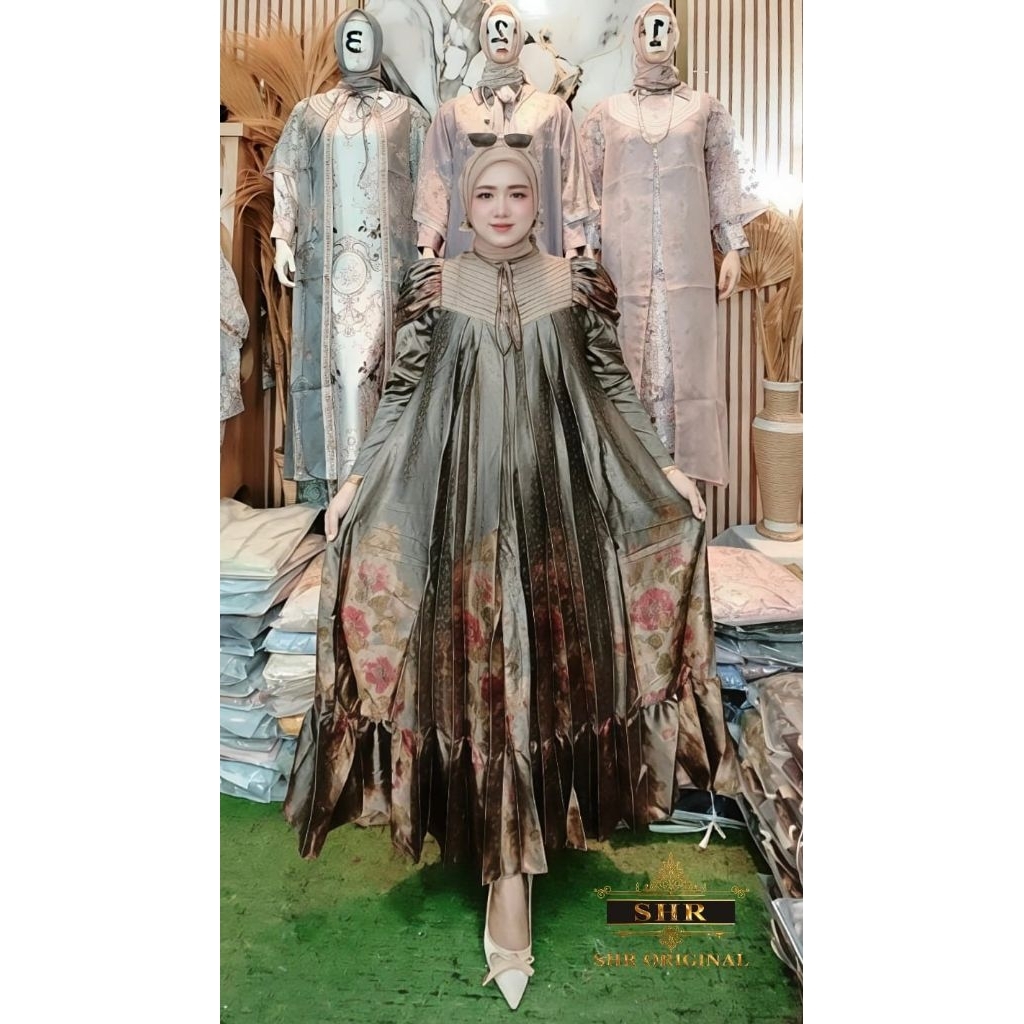 maxi dress sutera premiumm luxuri halus texture soft mewah ori SHR