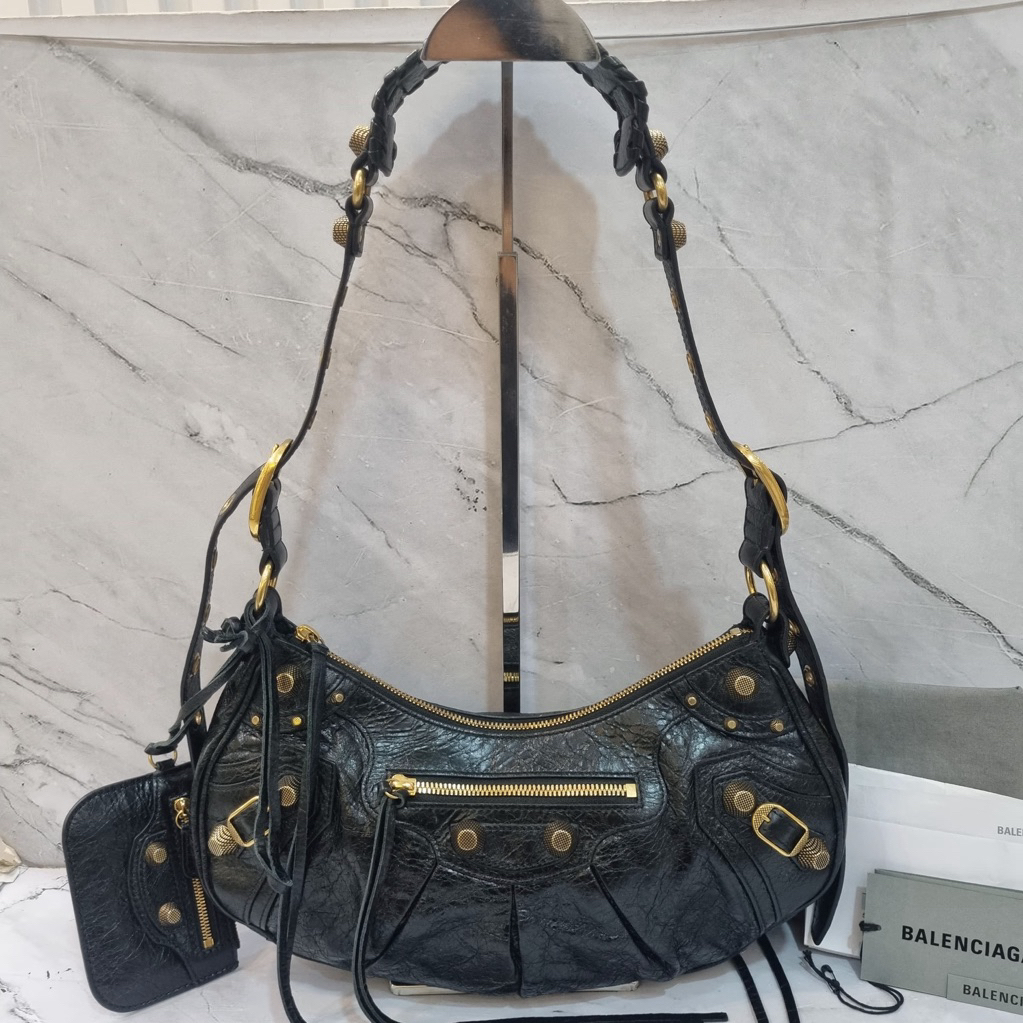 Balenciaga Le Cagole Small Black Leather GHW #O 2023 Db
