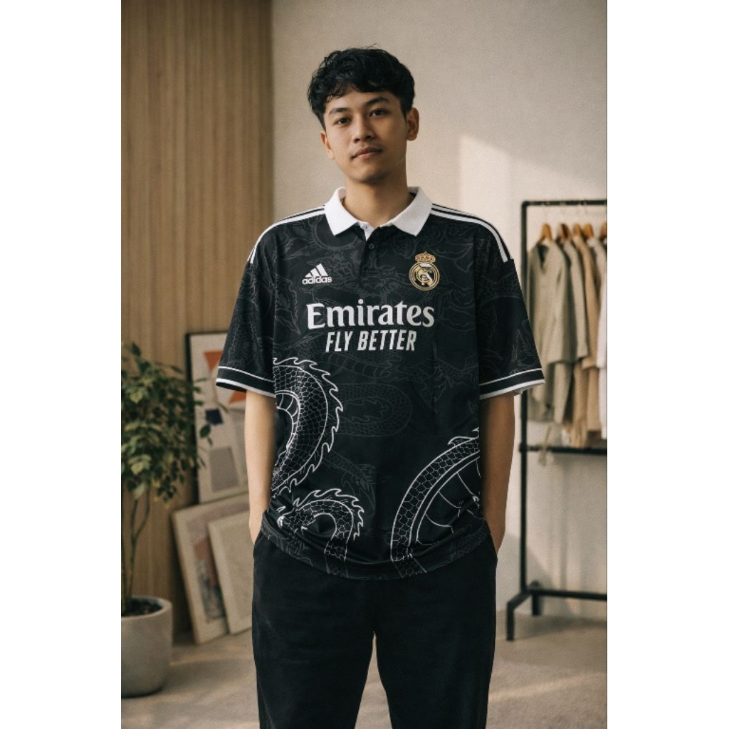 Jersey Bola Real Madrid Naga Hitam 25/26 Grade Ori AAA++ Quality