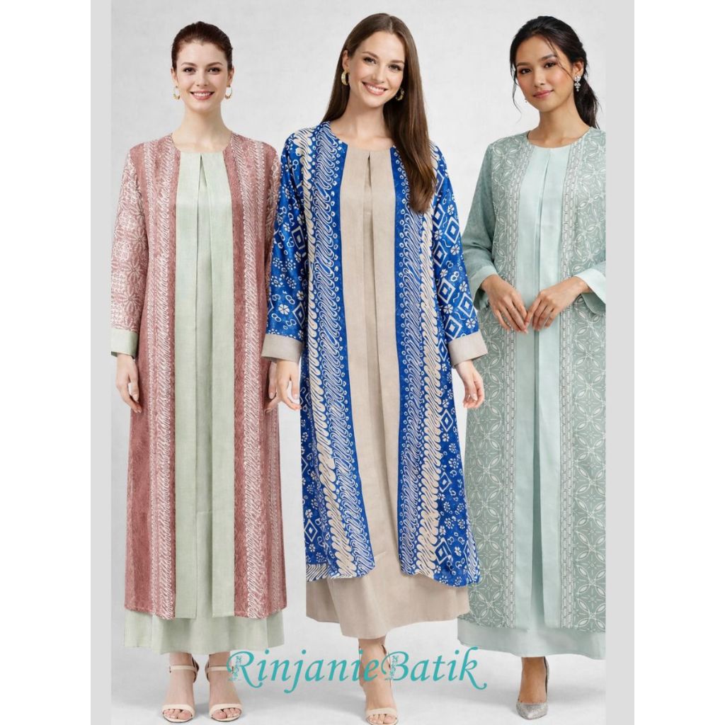 Rinjanie Batik - PDEU - Gamis Ramadhani Series - Gamis Batik Lebaran - Gamis batik motif parang / ka