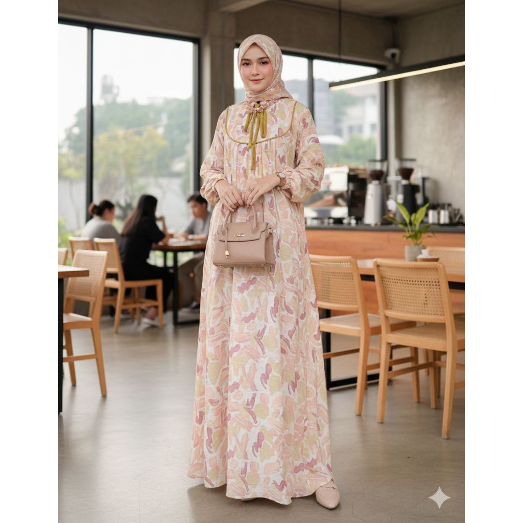 Gamis set hijab rayon, gamis bahan rayon