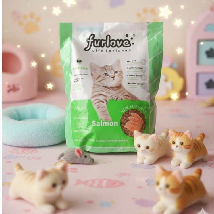 Makanan Kucing Dewasa & Kitten Furlove 1kg - Rasa Ayam, Tuna, Salmon