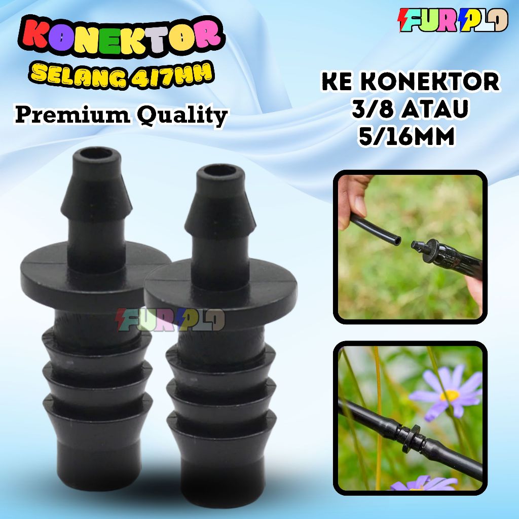 KONEKTOR 3/8 5/16 KE SELANG 4/7MM POMPA PENYIRAM TANAMAN 12V KE SELANG 7MM FURPLO