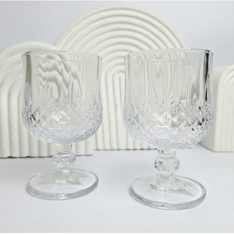 Gelas Kaki Goblet Gelas Wine Kaca Stemware Motif Kristal Cangkir Minum Cafe Kaca Aesthetic