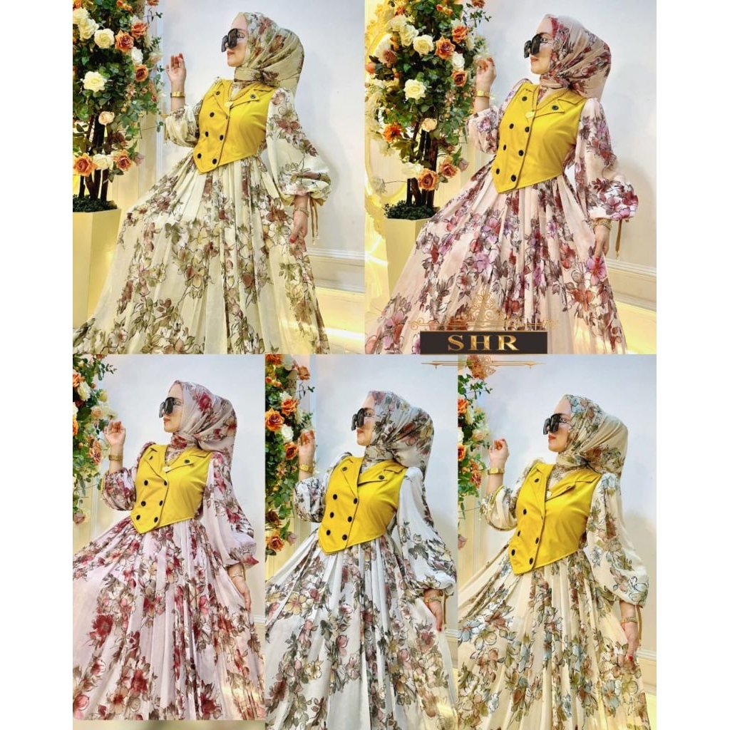SHR MAXI DRESS GAMIS SET HIJAB ROMPI CANTIK