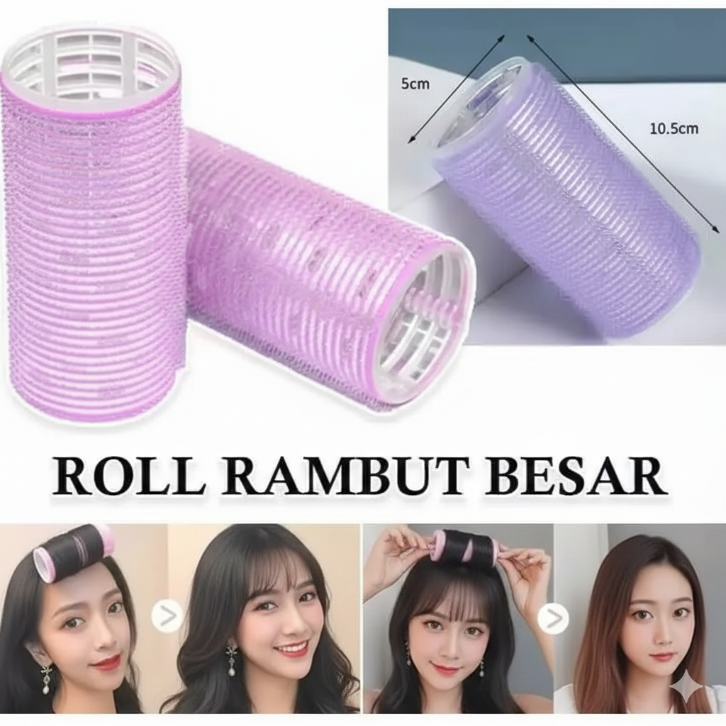 Rol Rambut Besar Hair Rollers Jumbo Ala Korea - Hair Roller Volumizer Penambah Volume Rambut Anti Ri