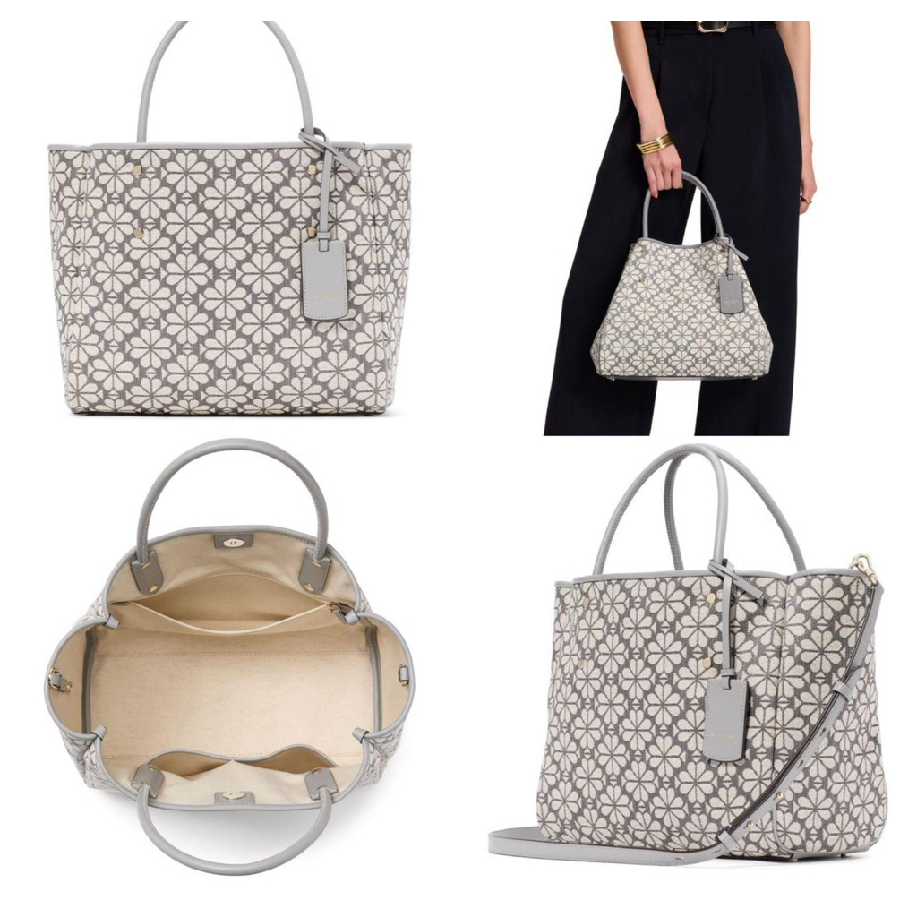 Tas Kate Spade Spade Flower Jacquard Medium Everything Tote Grey Multi AUTHENTIC