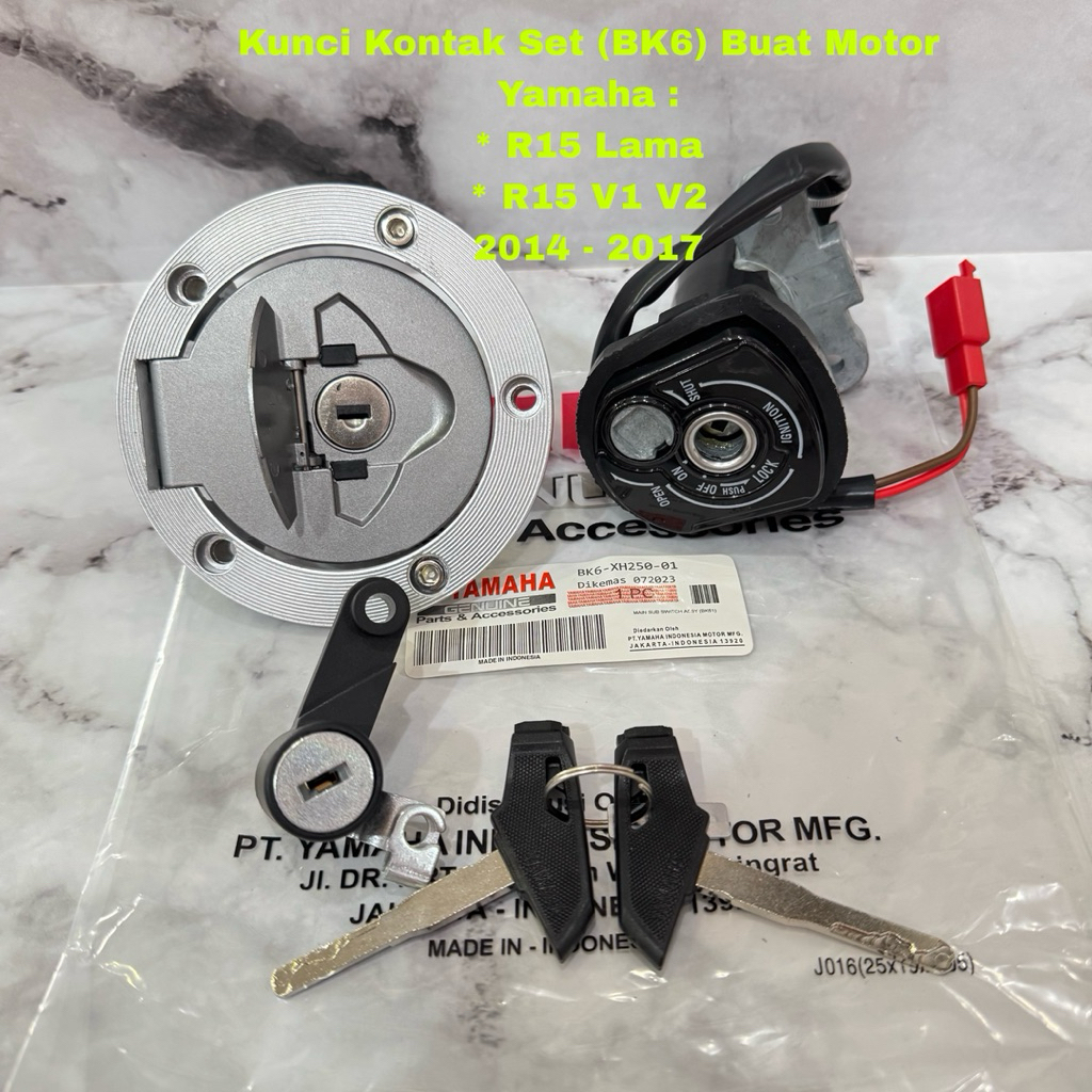 Kunci Kontak + Tutup Tangki Set (BK6) Buat Motor Vixion  R15 lama dan Vixion R15 V1 V2 2014 - 2017