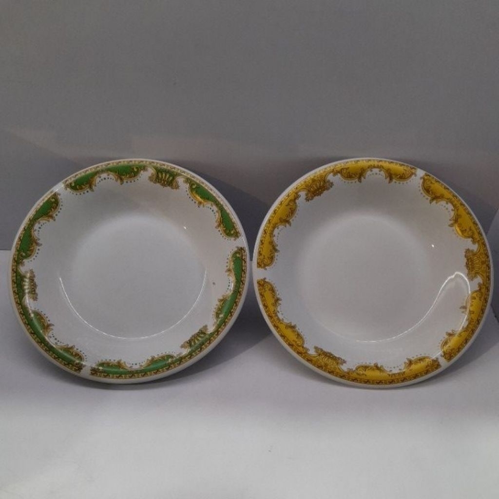 Piring Cekung Motif Klasik / Piring Saji Keramik Corak Emas / Piring Makan