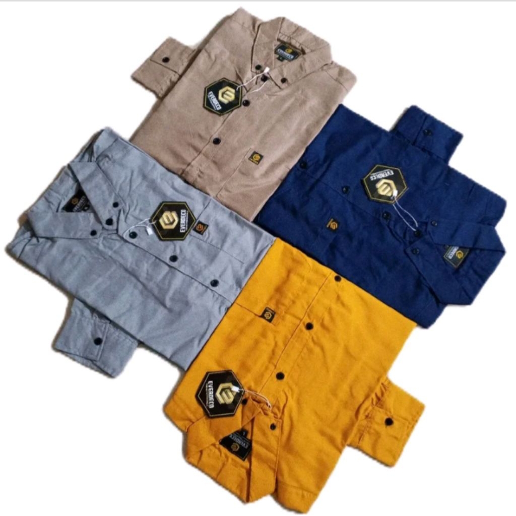 KEMEJA HEM POLOS PRIA KATUN LENGAN PANJANG DAN PENDEK SEMI REGULAR FIT CASUAL FORMAL KANTOR ELEGAN M