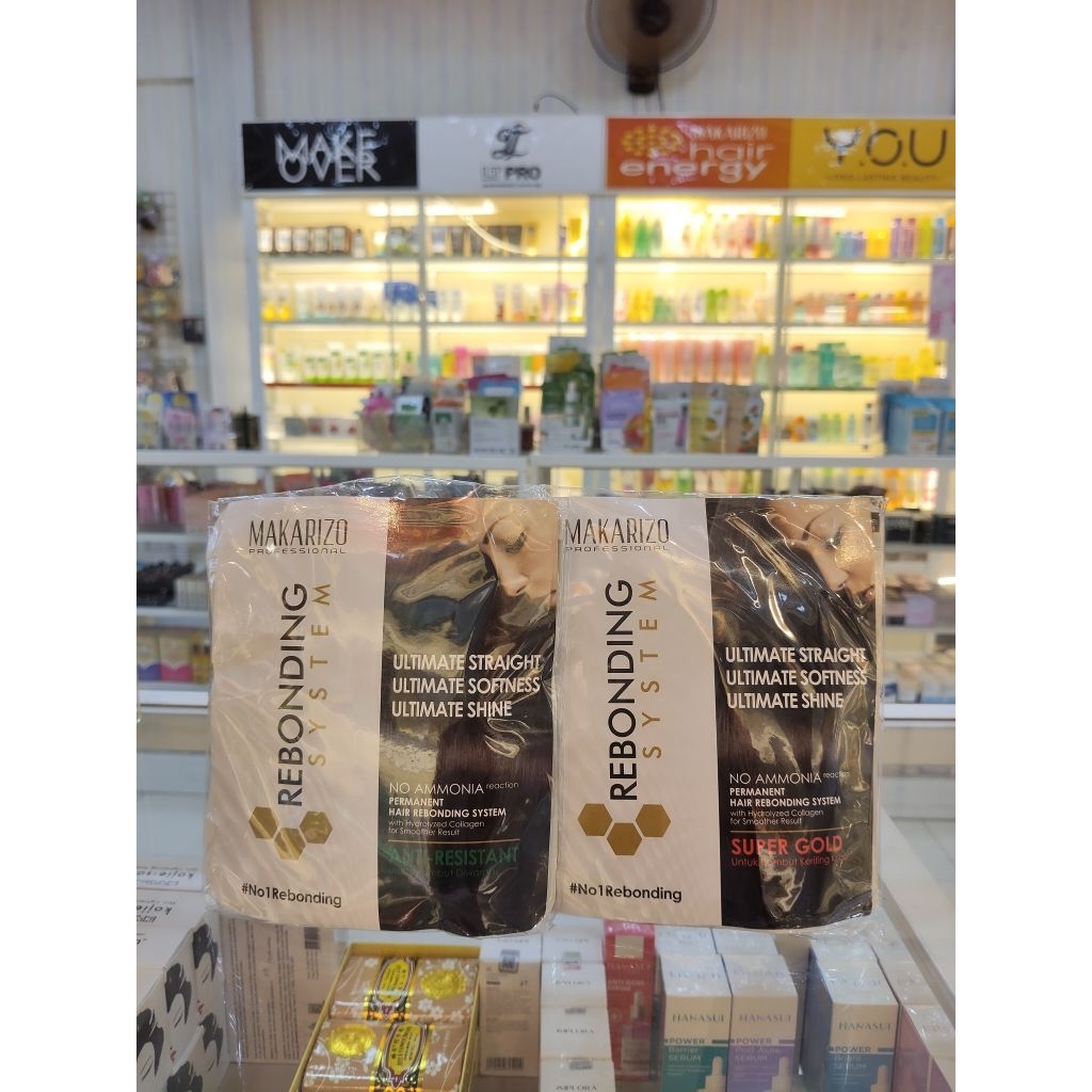 MAKARIZO Professional Rebonding System 120ml STEP 1 & STEP 2 Sachet Obat Pelurus Rambut
