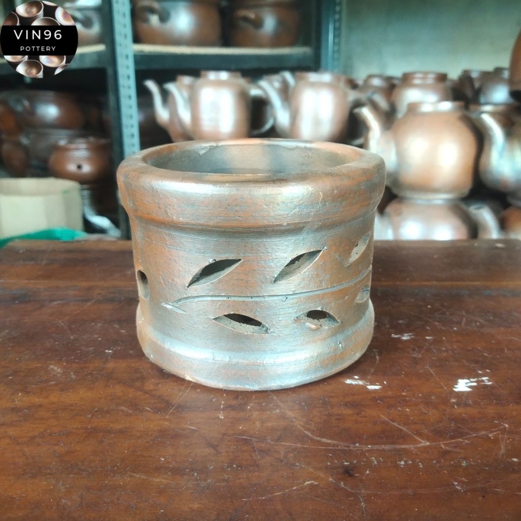Pot bunga model lis D14cm gerabah tanah liat