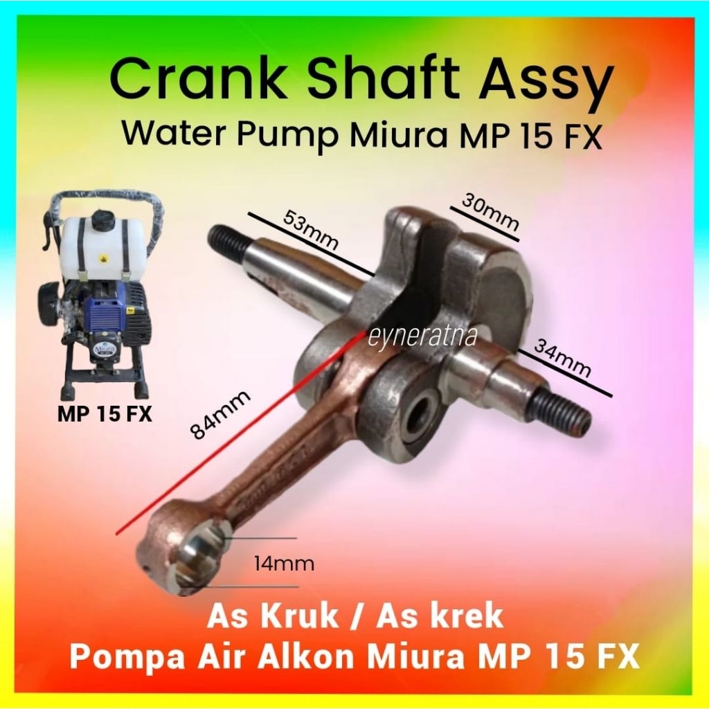 Cranshaft assy miura MP-15fx / as kruk kro as bandul sparepart pompa air alkon irigasi 1 inc 1.5 inc