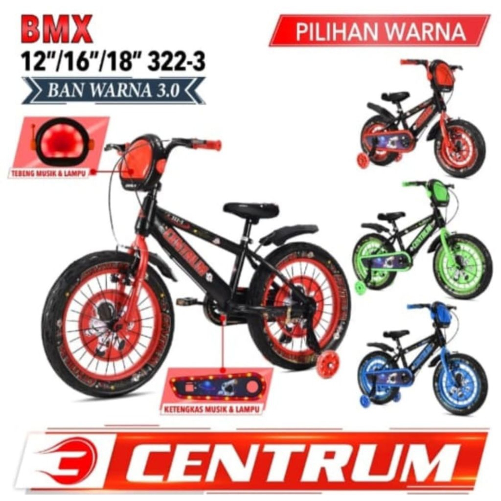 SEPEDA ANAK BMX 12 / 16 / 18 INCH Centrum CT 322-3 / 8625-3-8 Murah / Sepeda Anak Laki BMX Ukuran 12