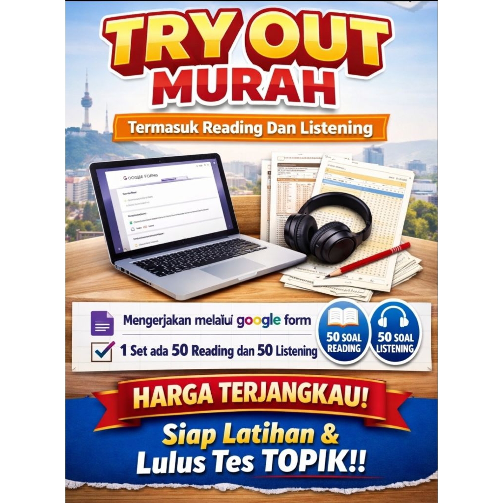 Try Out EPS TOPIK Murah 100 Soal (50 Reading + 50 Listening) Online
