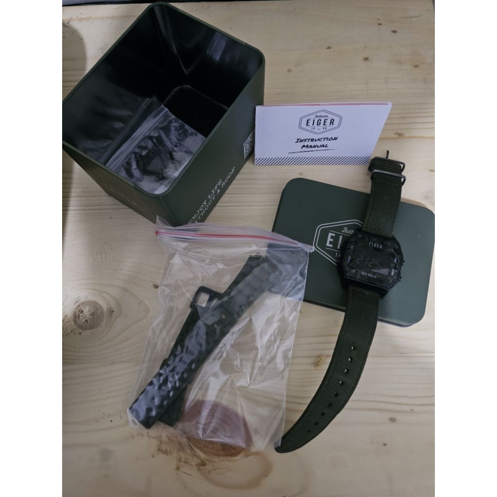 jam tangan eiger provo hijau army second