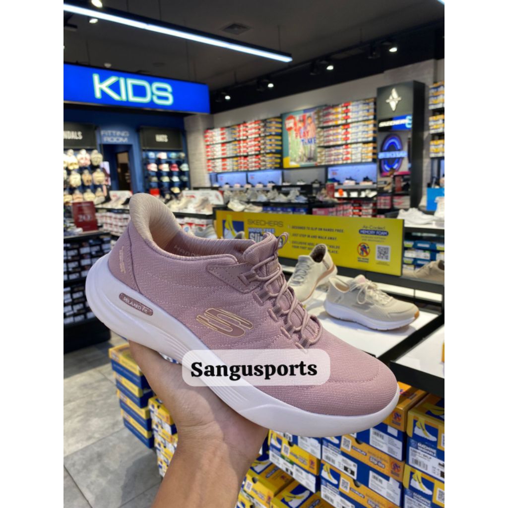 sepatu wanita Skechers slip ins relaxed fit mauve