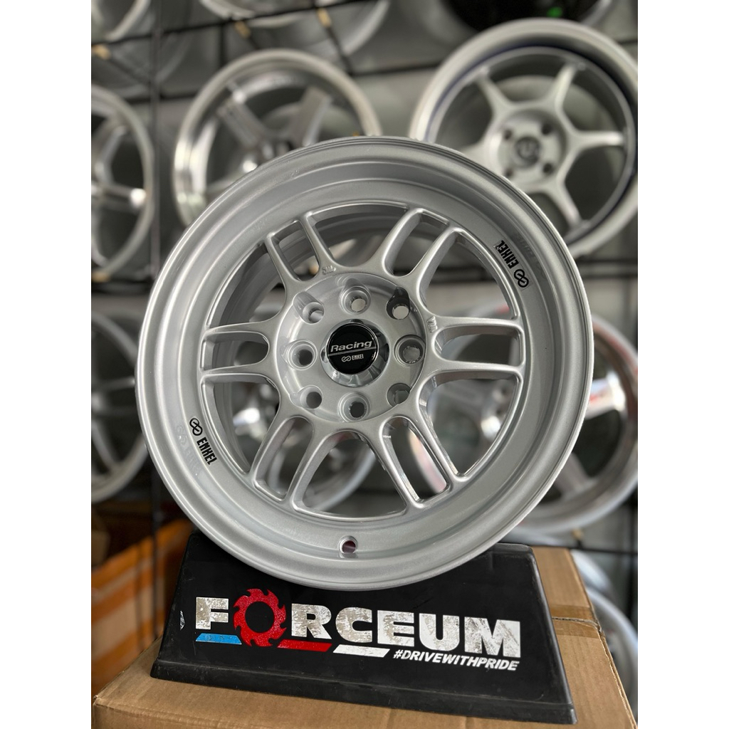 velg enkei rpf r14 silver pcd 4x100/114 kondisi baru