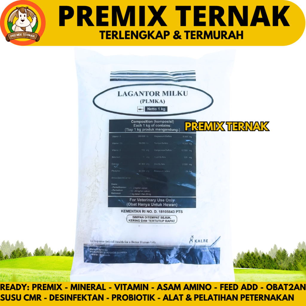 LAGANTOR MILKU 1 KG - Premix Mineral Vitamin Peningkat Produksi Susu & Pertumbuhan Sapi Perah