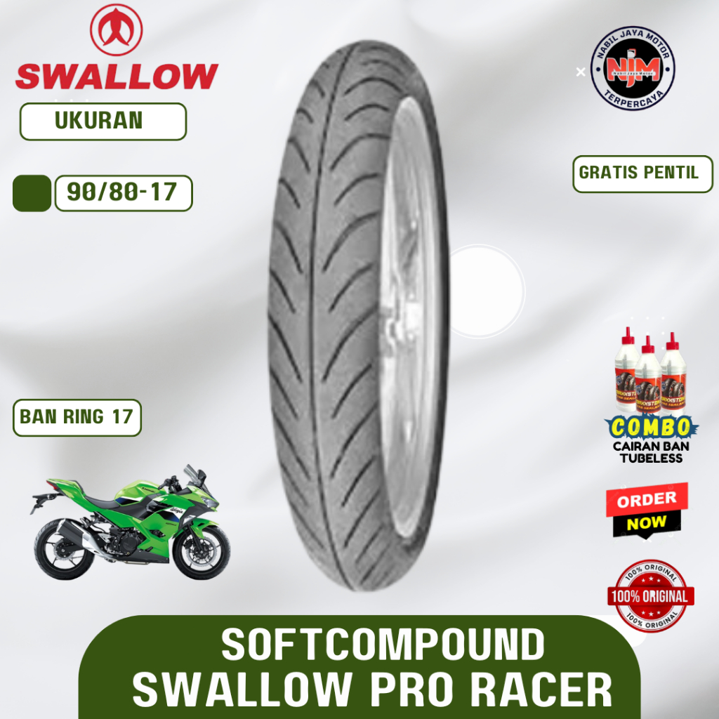 Ban Motor Swallow Pro Racer 90/80-17 Tubeless Ring 17 Soft Compound