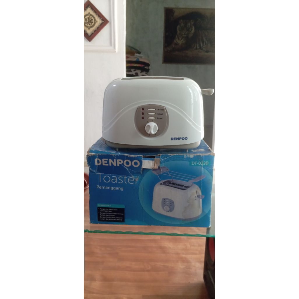 Toaster Denpoo DT-023D Pemanggang Roti Elektrik 2 Slot Stainless Steel Putih