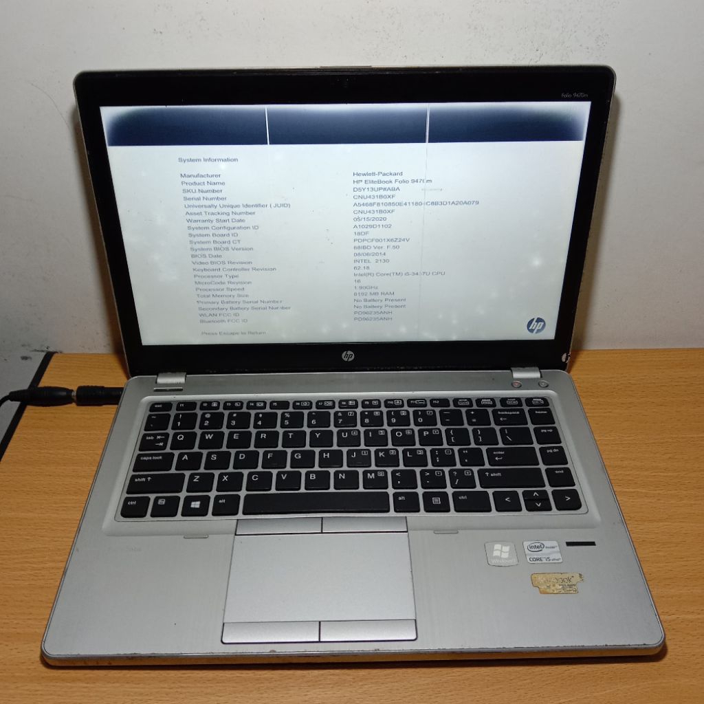 Motherboard Mobo Mesin Normal Laptop HP Elitebook Folio 9470m