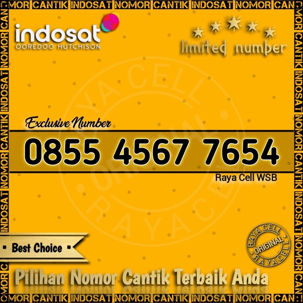 Nomor Cantik INDOSAT Cermin seri urut 4567 7654