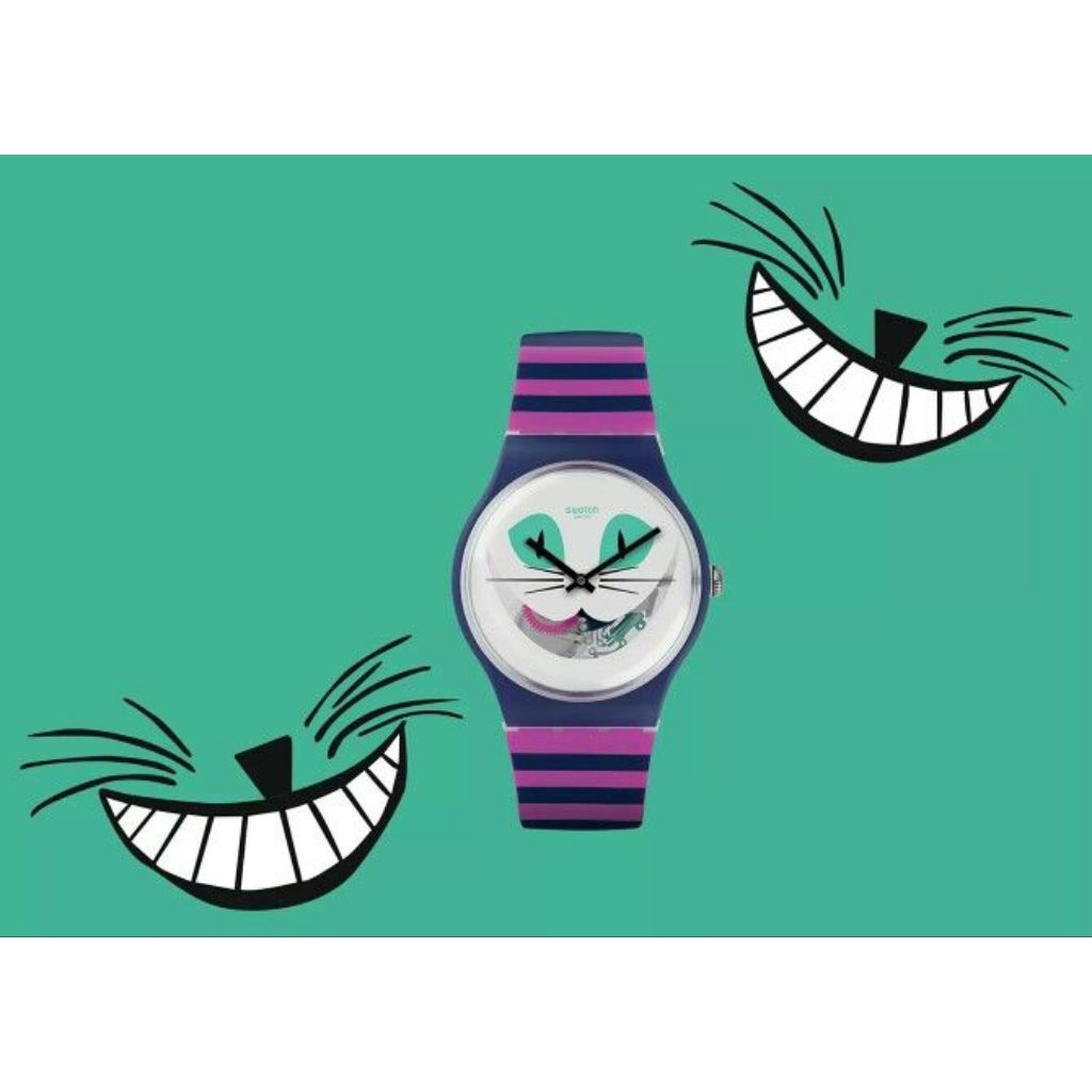 Jam Tangan Swatch "Cat Me Up" SUOW125 - New Gent Cheshire Cat Original
