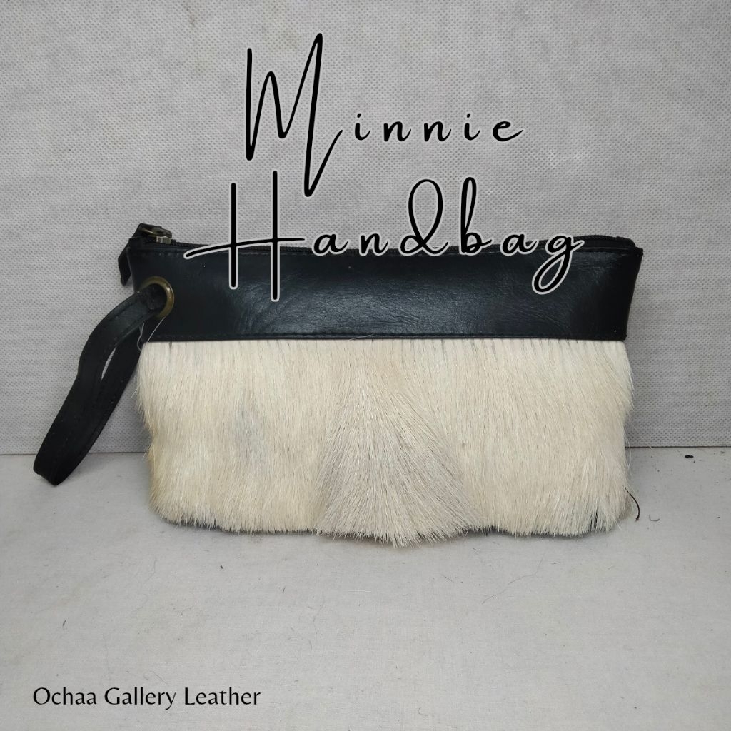 MINNIE HANDBAG - Bahan Kulit Asli | Kombinasi Kulit Sapi dan Kulit Kambing Bulu | Handbag Cewek | De