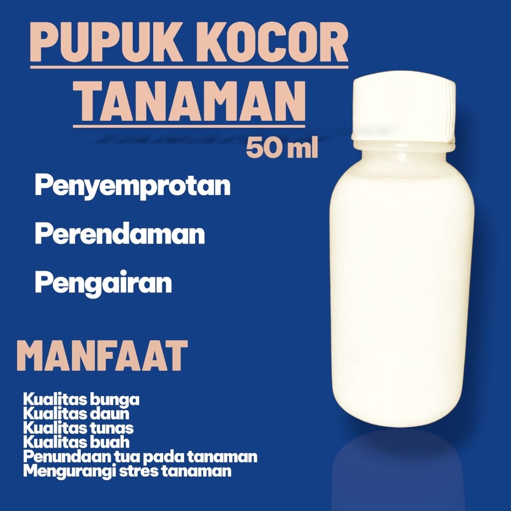 Pupuk kocor 50 ml untuk (campuran air penyiraman, perendaman dan penyemprotan).