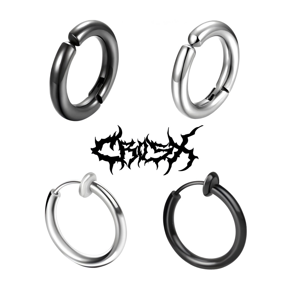 TKO EARRINGS / 1PCS ANTING JEPIT SILVER EARRINGS ANTING SILVER ANTING HITAM ANTING NON TINDIK FAKE P