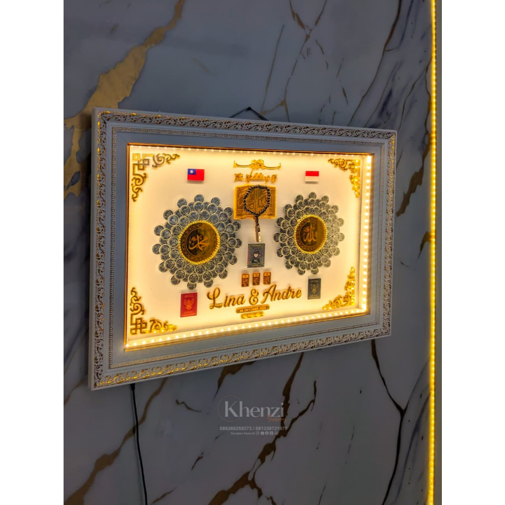 Mh 118 40x60 frame figura jumbo mahar pernikahan hiasan koin mewah elegan