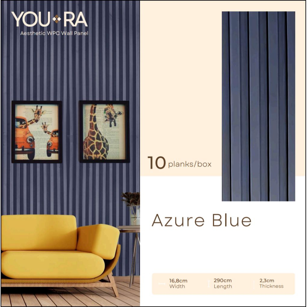 wallpanel WA seri warna solid azure blue panel dekorasi dinding indoor