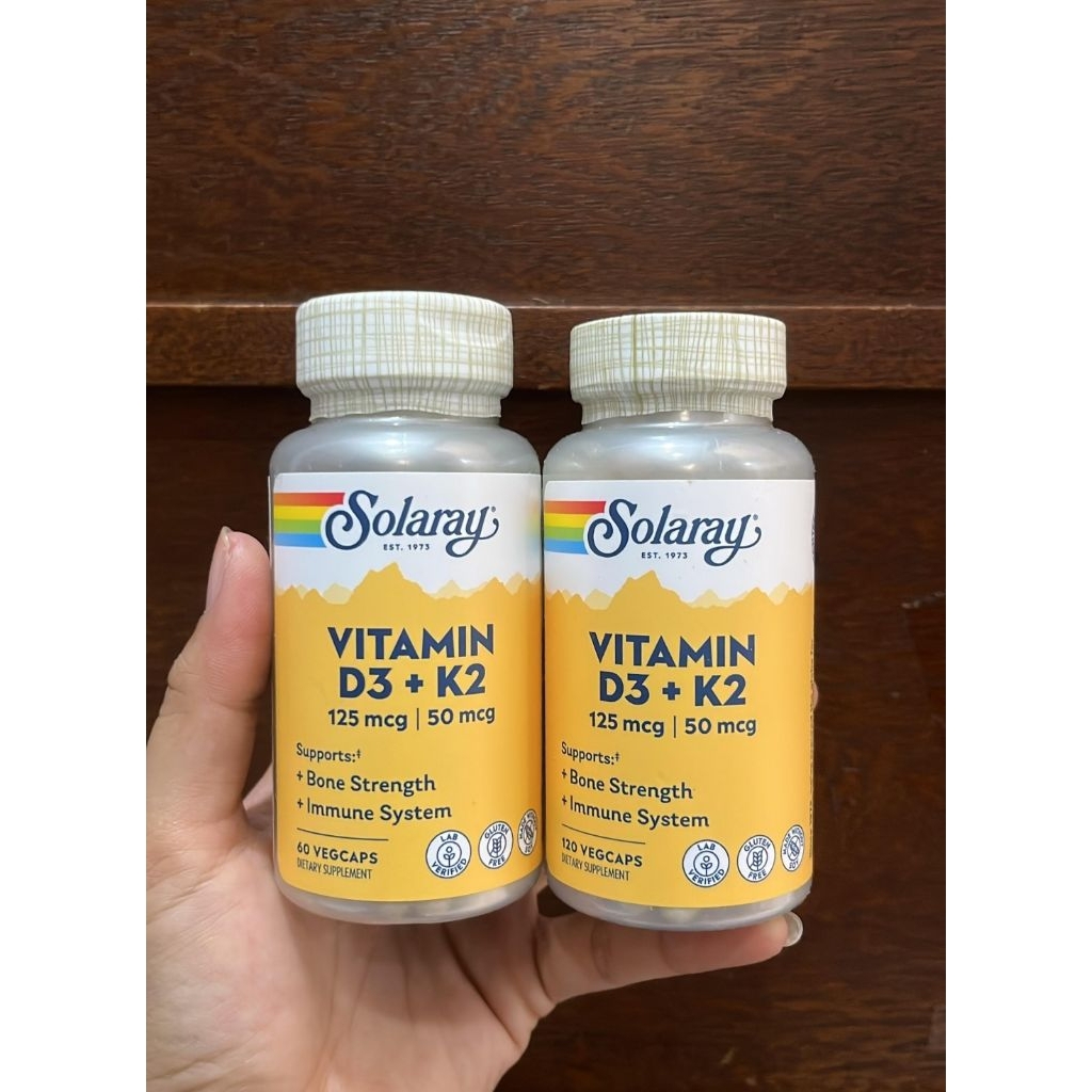 Solaray Vitamin D3 + K2 (D3K2) Soyfree 125 mcg 5000 IU 120 vegcaps