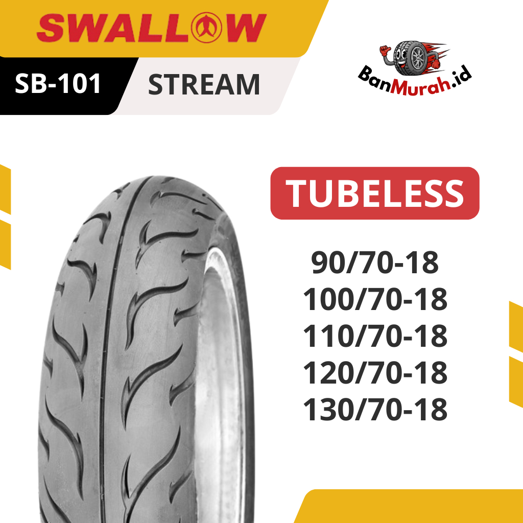 Ban Luar Motor Swallow SB-101 STREAM Ukuran 90/70 100/70 110/70 120/70 130/70 Ring 18 TUBELESS