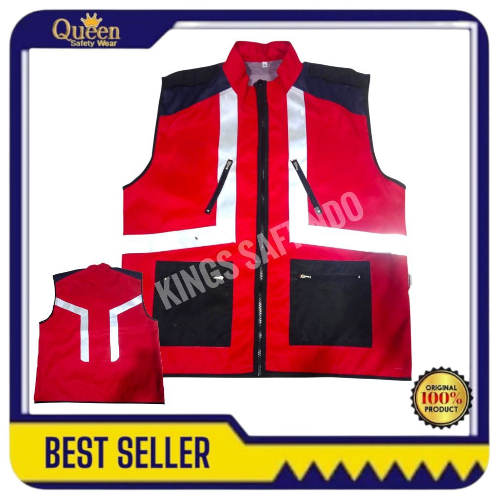SAFETY VEST MERAH KOMBINASI HITAM /ROMPI HSE /ROMPI SAFETY