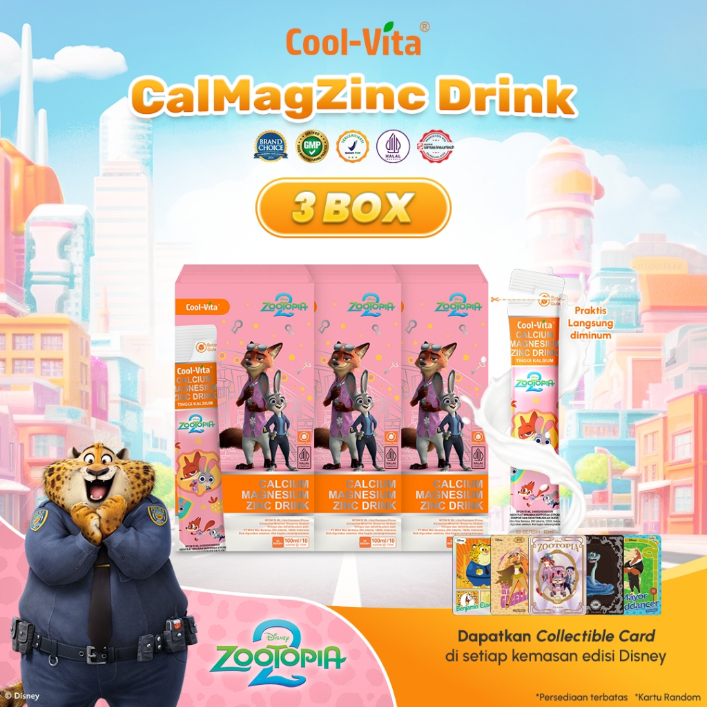 Baru Coolvita CalMagZinc Drink 3 Box isi 30 Sachet – Suplemen Cair Kalsium, Magnesium Vitamin D Rasa