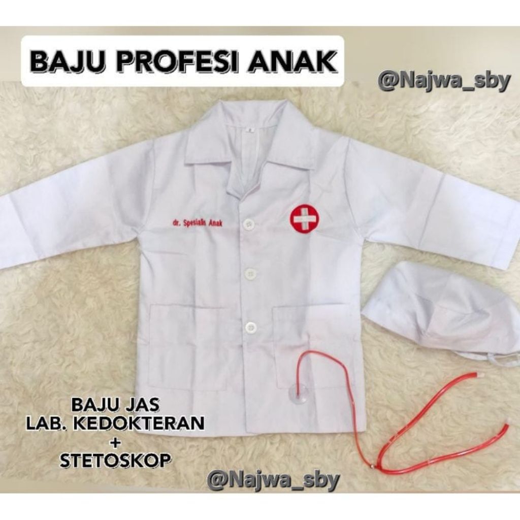 BAJU PROFESI ANAK BAJU JAS DOKTER ANAK Warna PUTIH