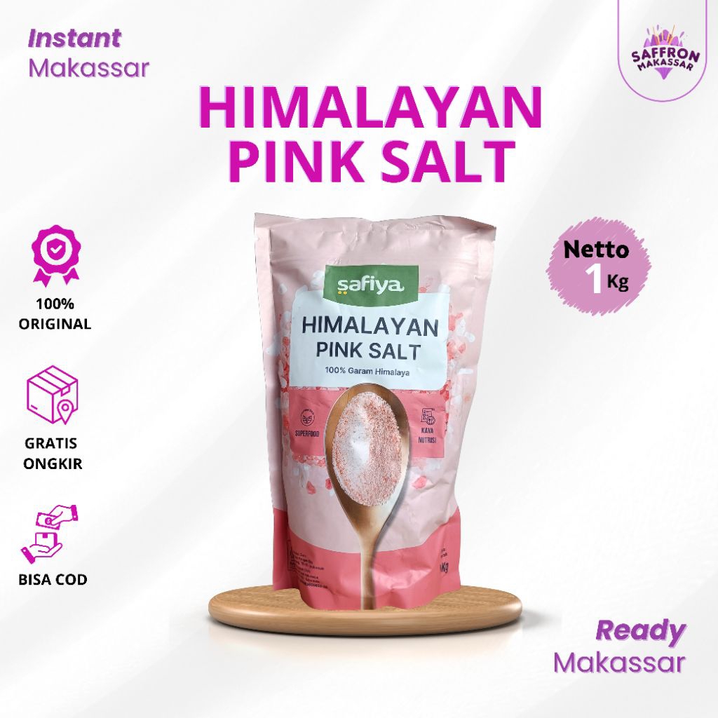 HIMALAYAN PINK SALT SAFIYA 1Kg 100% GARAM HIMALAYA