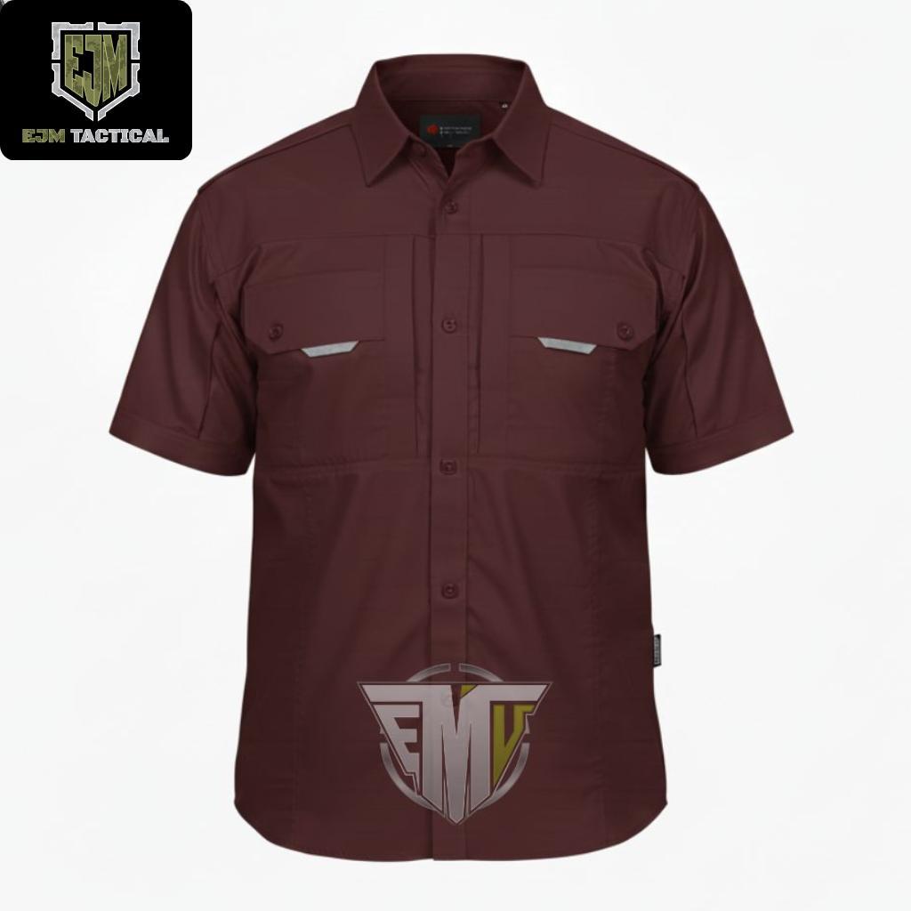 KEMEJA TACTICAL AMMO MERAH MAROON LENGAN PENDEK
