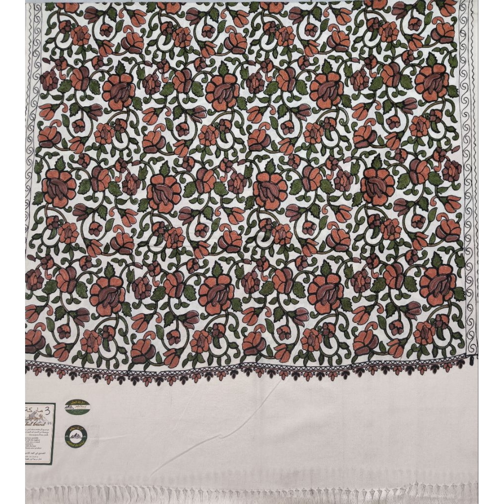 Sorban Kashmiri sulam full size 2 meter surban kasmiri original sulam full bordir sorban putih tebal