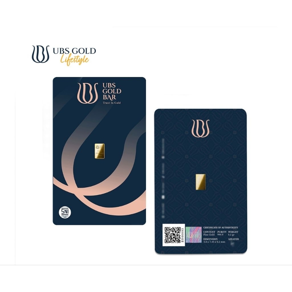 Logam Mulia UBS 0,1 Gram - Emas Batangan, Sertifikat Resmi