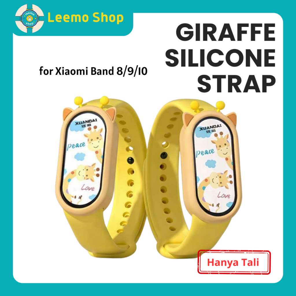 Straps Jam Kompatibel dengan Xiaomi Mi Band 8/9/10 Case Kelinci Case Jerapah Mi Band 3/4/5/6 Strap J