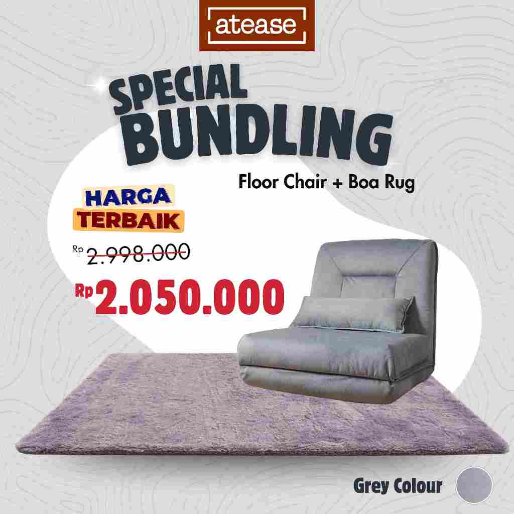 [BUNDLE HEMAT] hiyori atease Floor Chair + Boa Rug - Sofa Bed Lipat Multifungsi 5 Sandaran dengan Ka